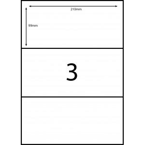 Labels on sheets - 3 labels per sheet 210mm x 98.6mm