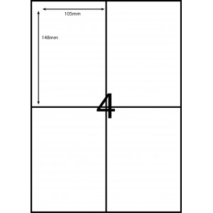 Labels on sheets - 4 labels per sheet 105mm x 148mm