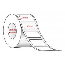 WHITE DIRECT THERMAL - 50mm x 28mm - 2000 PER ROLL