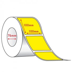 YELLOW DIRECT THERMAL - 100mm x 100mm - 1500 PER ROLL