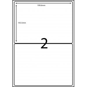 Labels on sheets - 2 labels per sheet 199.6mm x 143.5mm