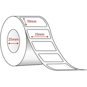 WHITE DIRECT THERMAL - 33mm x 19mm - 1000 PER ROLL