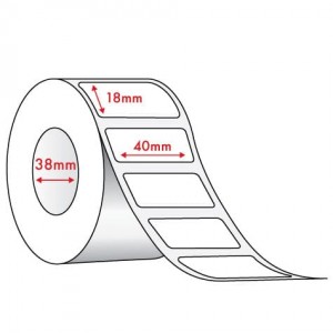 WHITE DIRECT THERMAL - 40mm x 18mm - 1000 PER ROLL