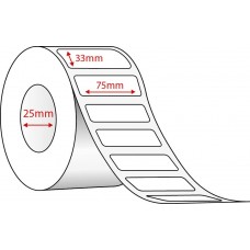 WHITE THERMAL TRANSFER - 75mm x 33mm - 1000 PER ROLL
