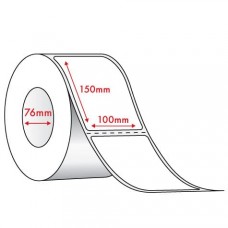WHITE SYNTHETIC THERMAL TRANSFER - 100mm x 150mm - 1000 PER ROLL